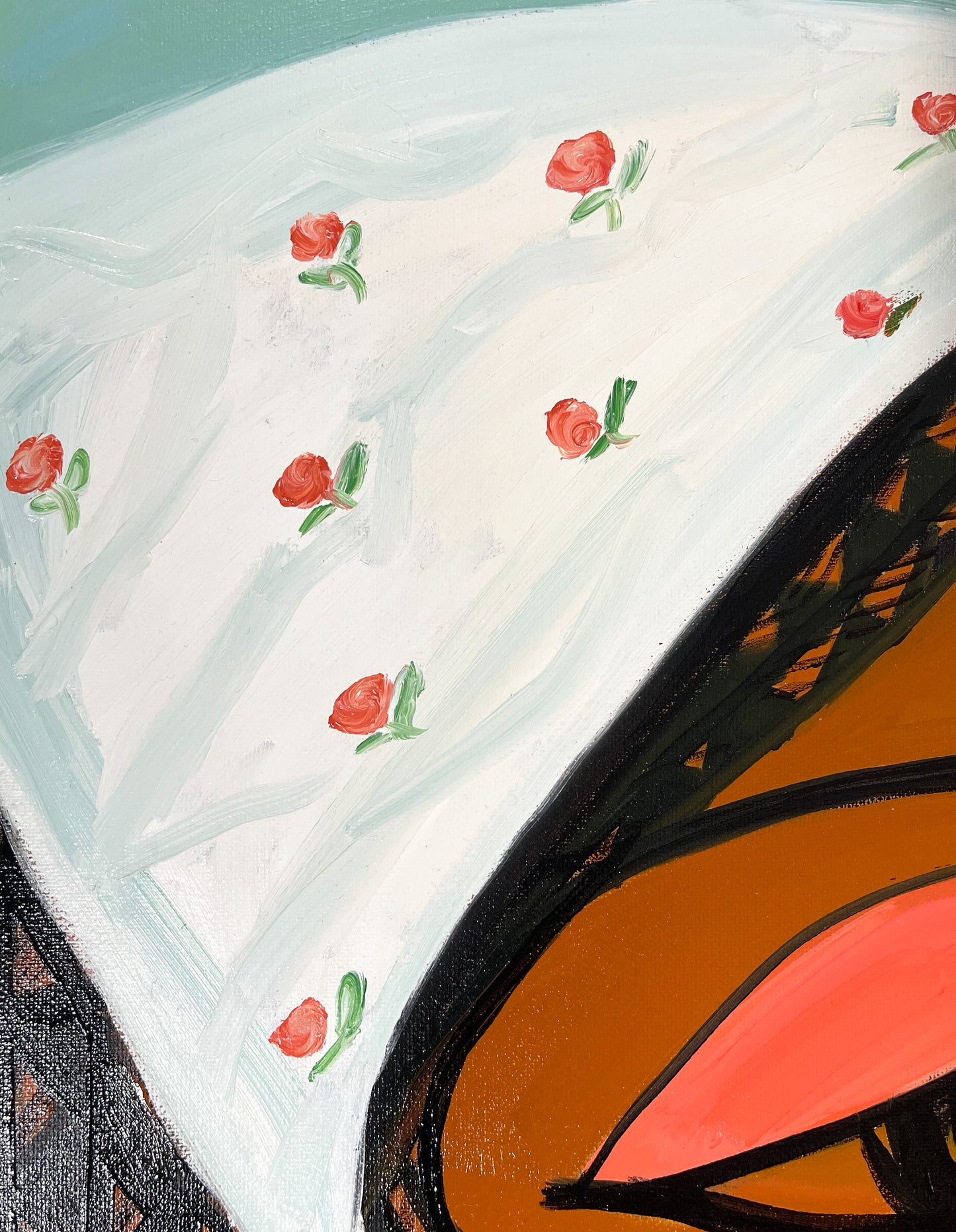 1 a a 30in. X 24in framed oil painting title “Rosebuds”