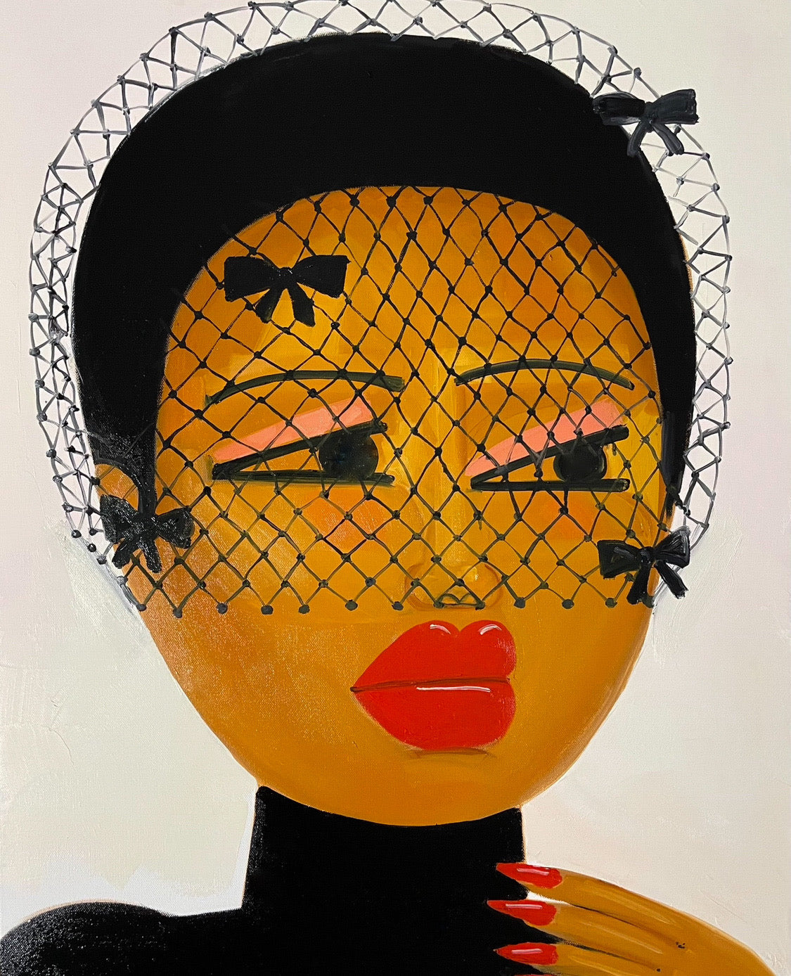 1 a a original oil painting 3ft on canvas titled “Veil with bows”