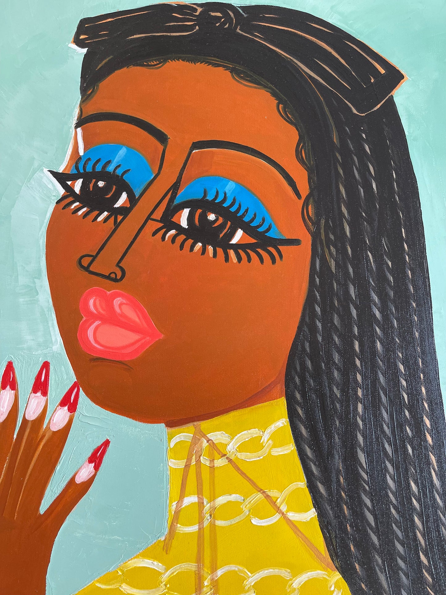 1 a a 3ft tall original oil painting framed titled- “Get Ready With Me”