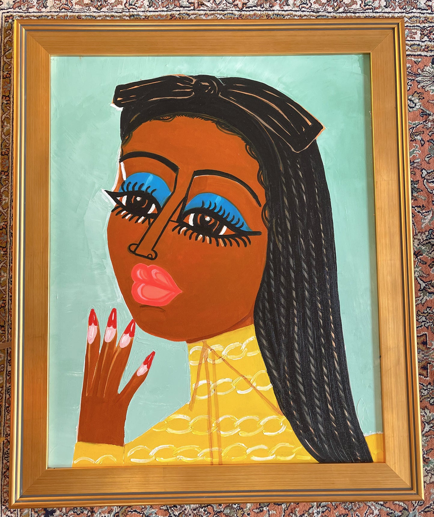 1 a a 3ft tall original oil painting framed titled- “Get Ready With Me”