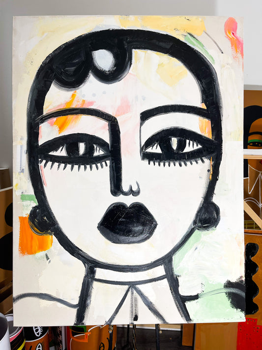 1 a a 4ft tall original oil painting on hand made canvas titled “Magazine”