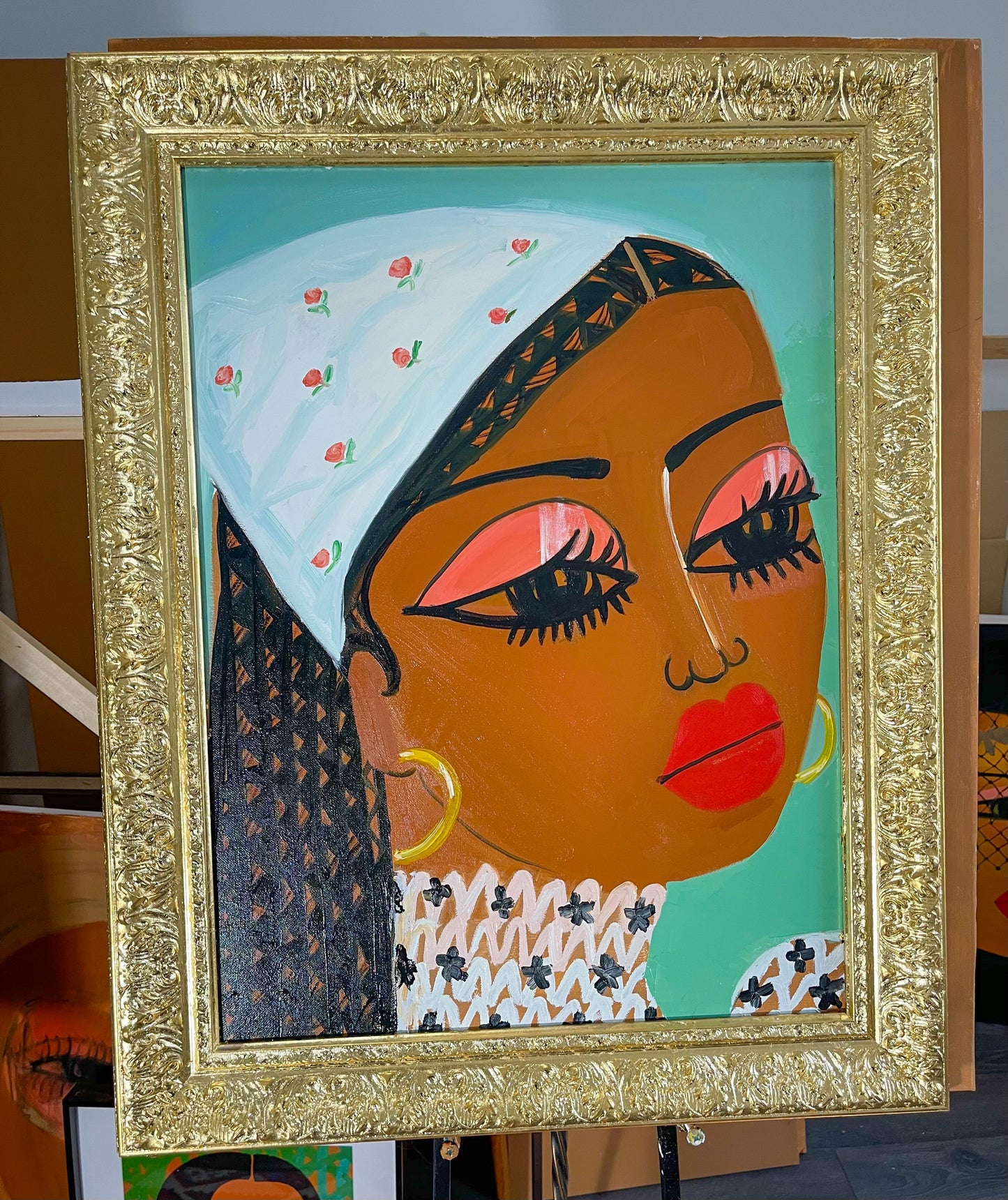 1 a a 30in. X 24in framed oil painting title “Rosebuds”