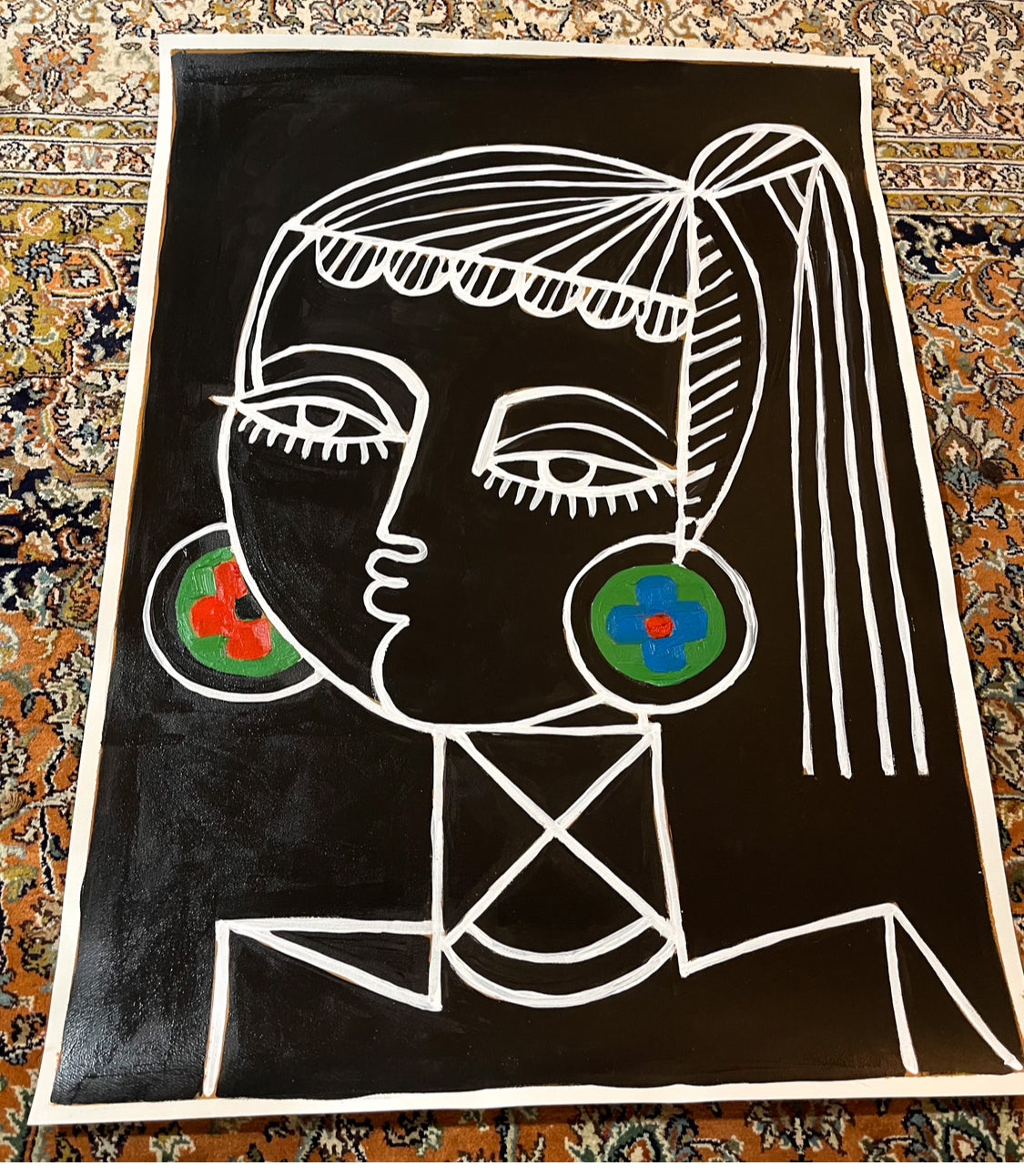 1 a a original painting on German etching paper titled “Paris night”