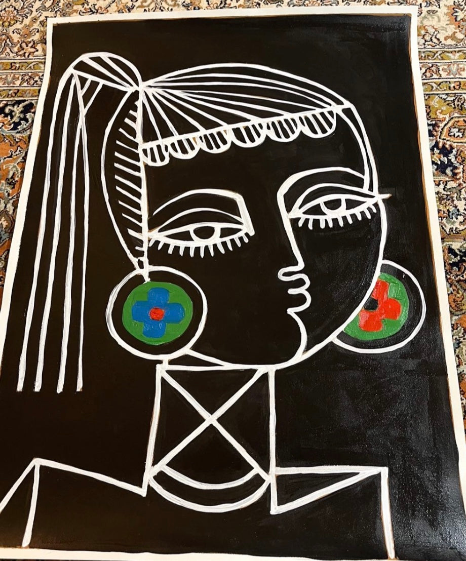 1 a a original painting on German etching paper titled “Paris night”