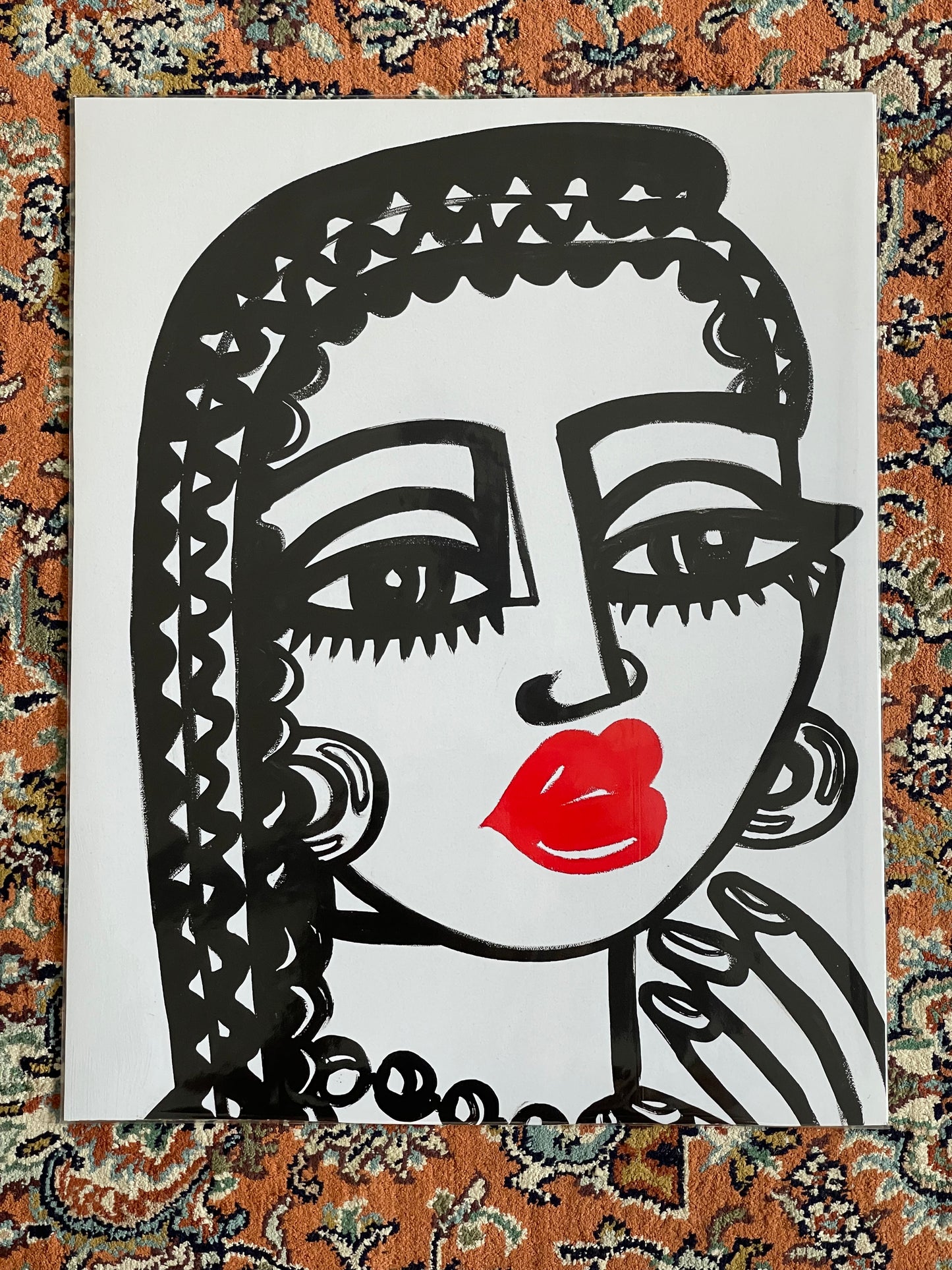 11x14 reproduction of an original: “Braids and lipstick”